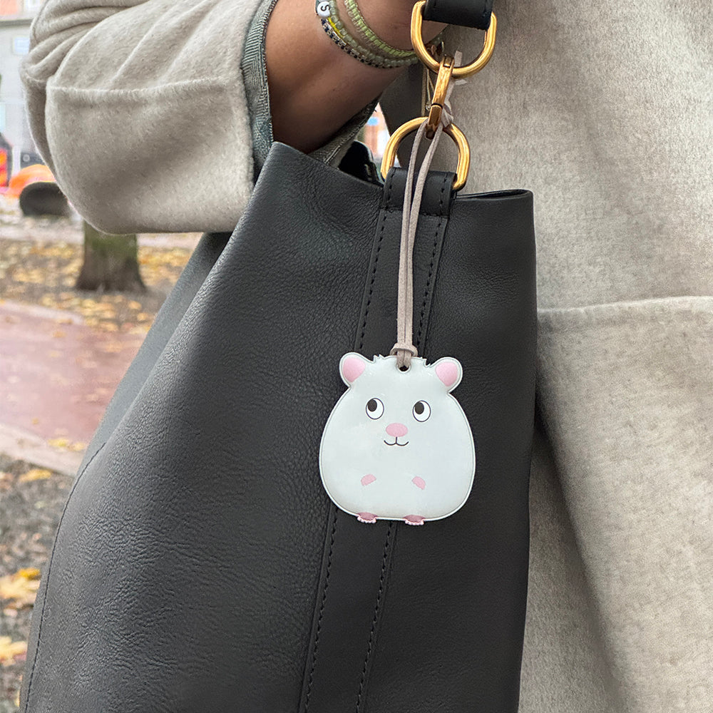 Cute hamster-shaped keychain bag charm from Firefly Reflectors.