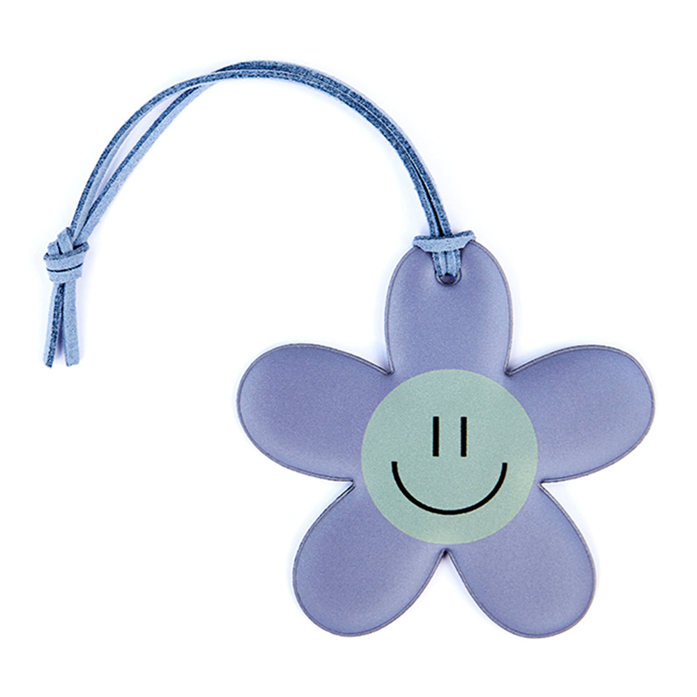 Sky Blue Happy Flower Reflective Bag Charm from Firefly Reflectors