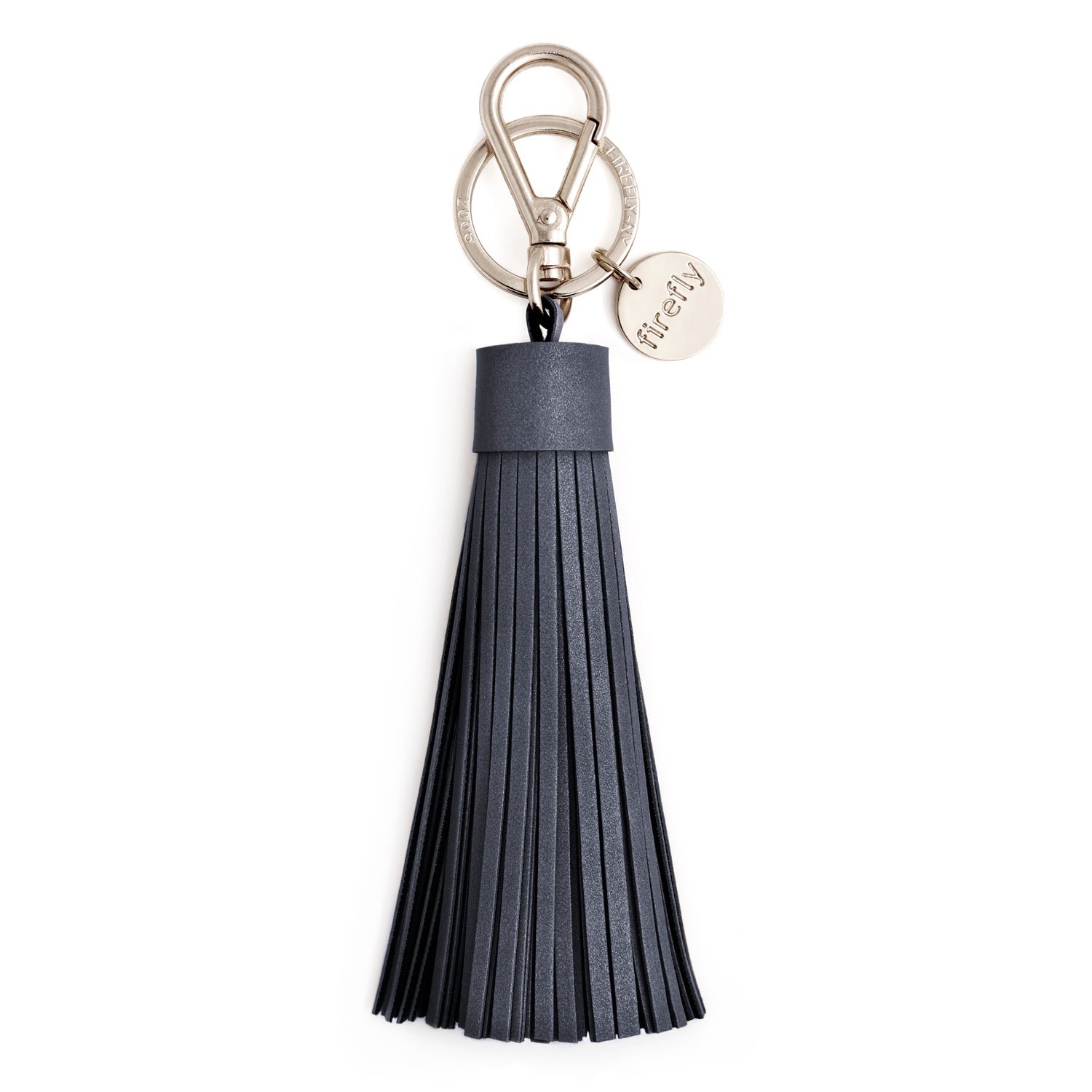 Firefly Reflectors - Dark Denim Soft Tassel Reflector Bag Charm - Silver
