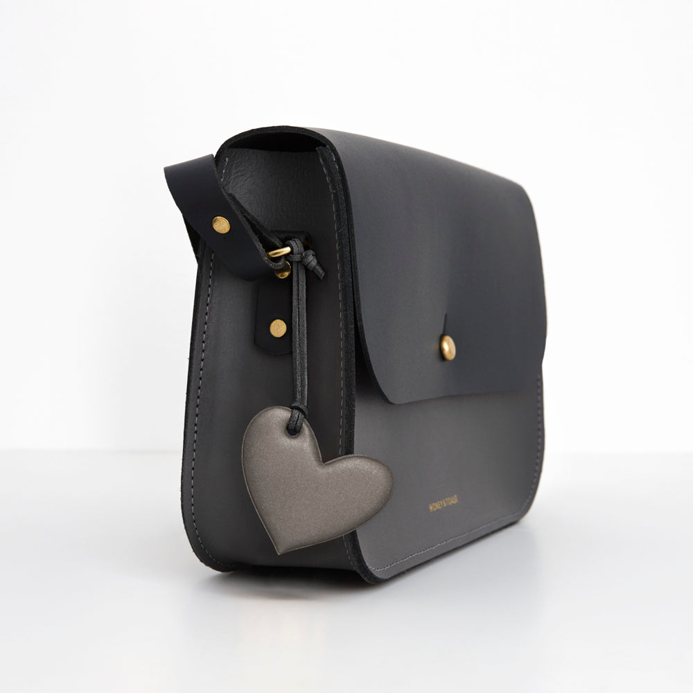 Charcoal Heart Soft Shape Reflector Bag Charm