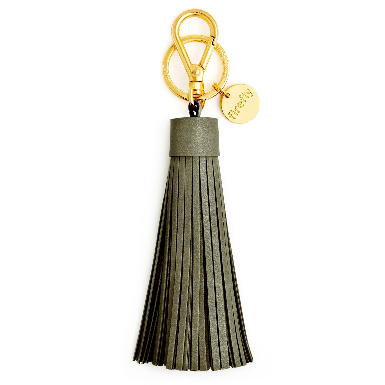 Firefly Reflectors - Olive Soft Tassel Reflector Bag Charm - Gold