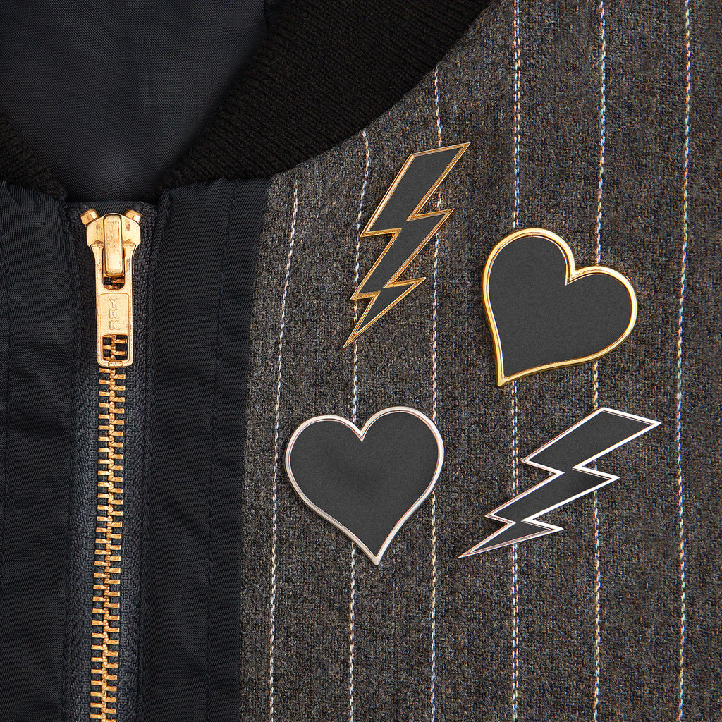 Firefly Reflectors - Heart + Bolt Reflective Pins Set