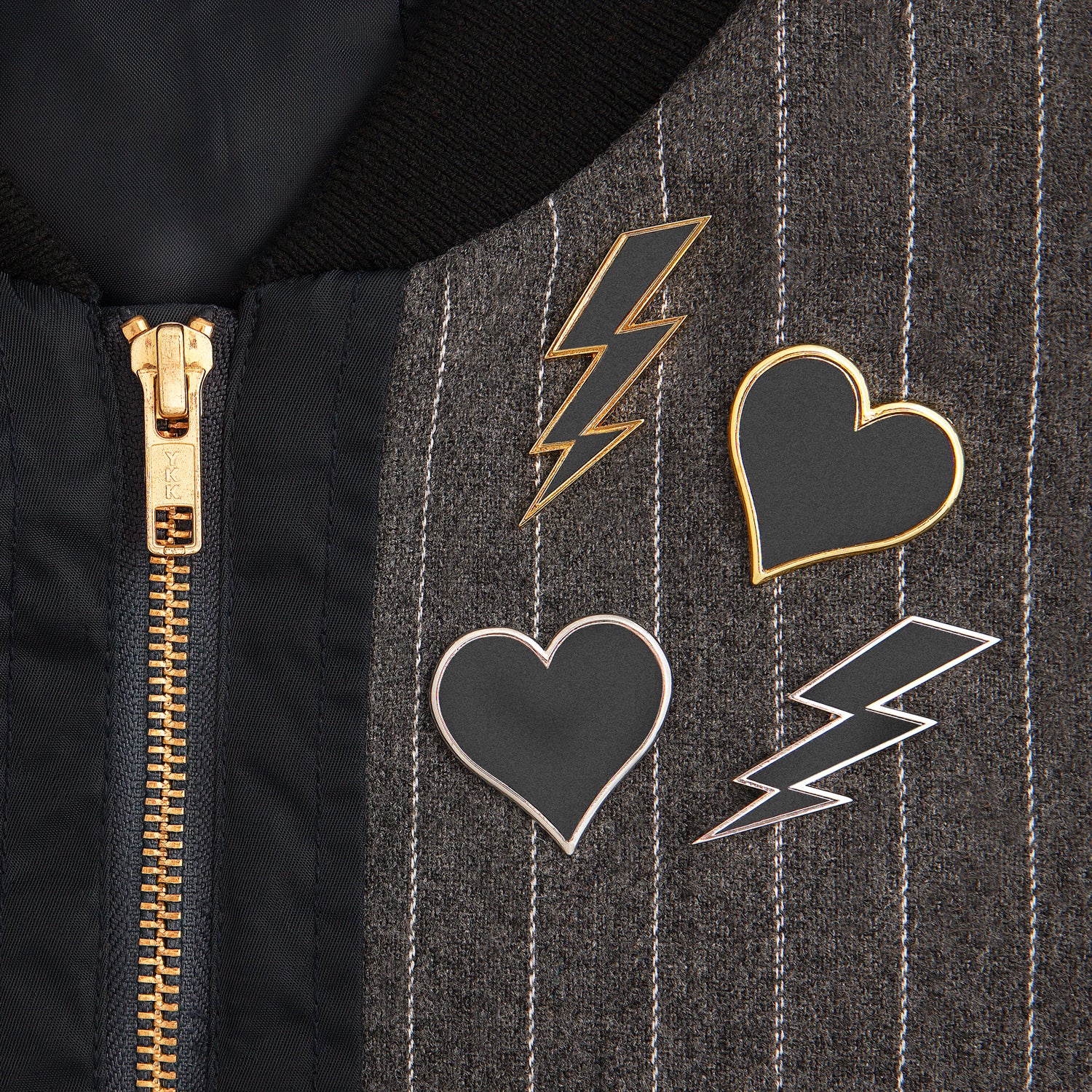 Firefly Reflectors - Heart + Bolt Reflective Pins Set