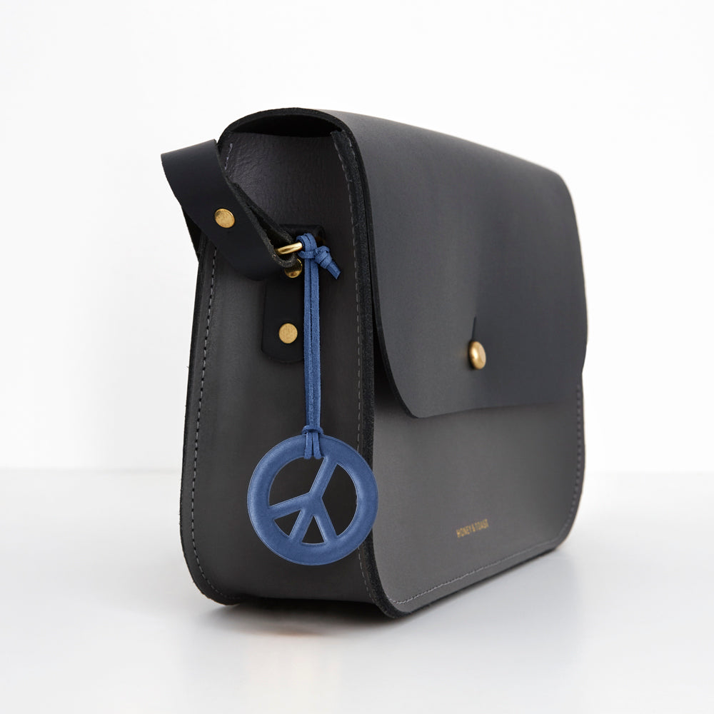 Sky Blue Peace Sign Soft Shape Reflector Bag Charm