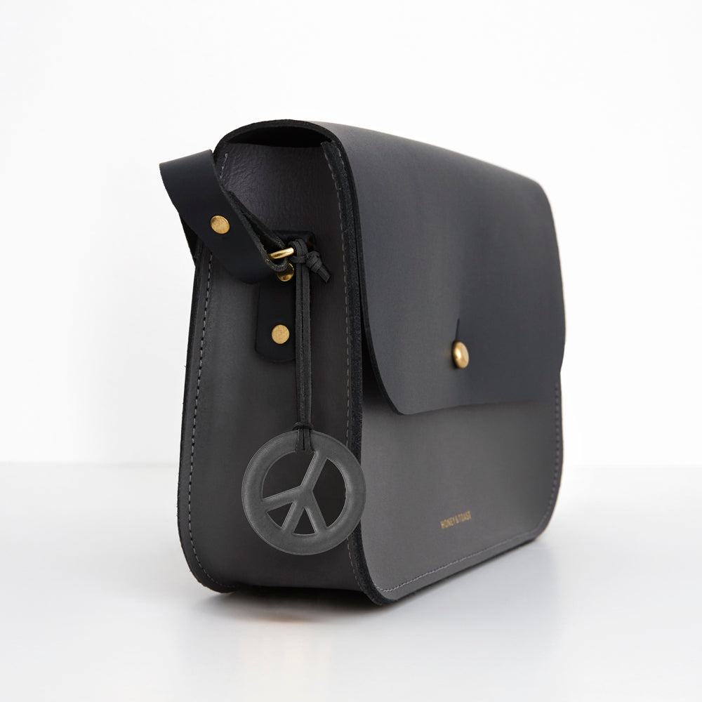 Charcoal Peace Sign Soft Shape Reflector Bag Charm