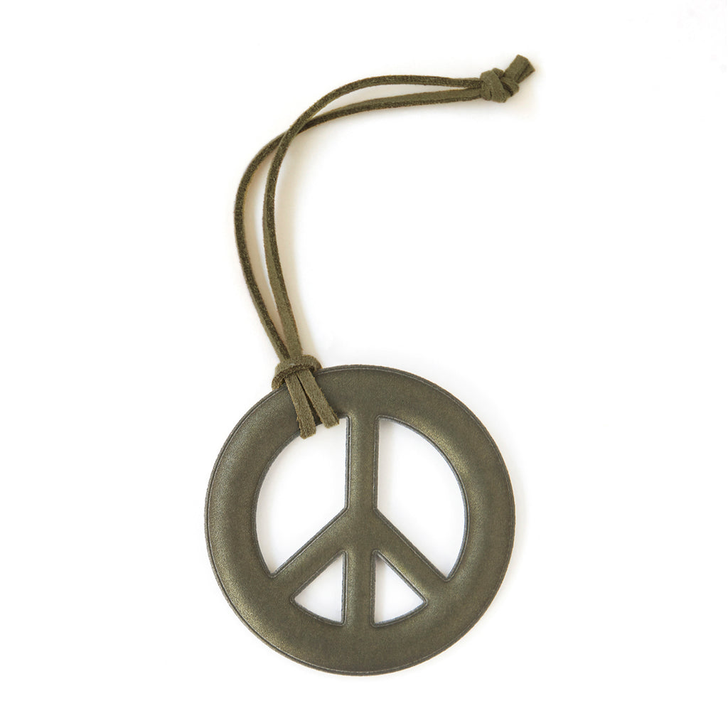Olive Green Peace Sign Soft Shape Reflector Bag Charm