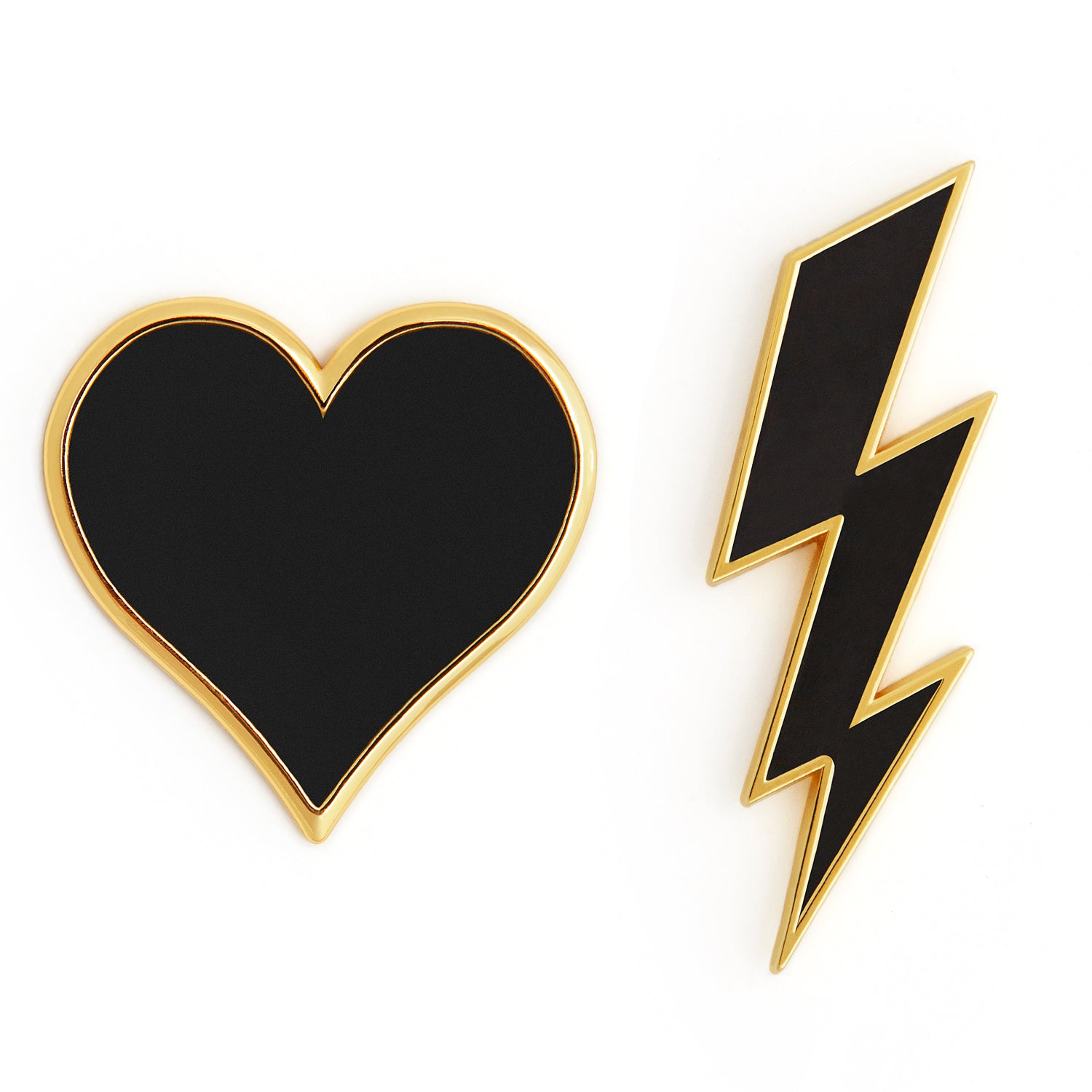 Firefly Reflectors - Gold Heart + Bolt Reflective Pins Set