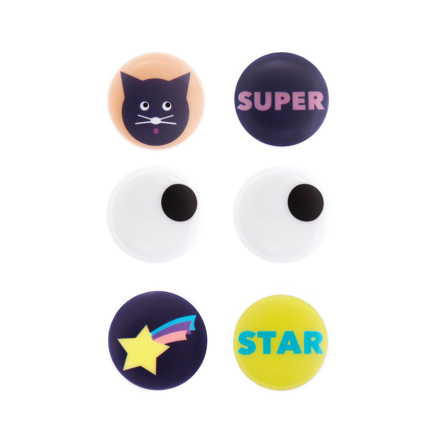 Firefly Reflectors - Reflective 'Super Star' Pin Buttons Set of 6