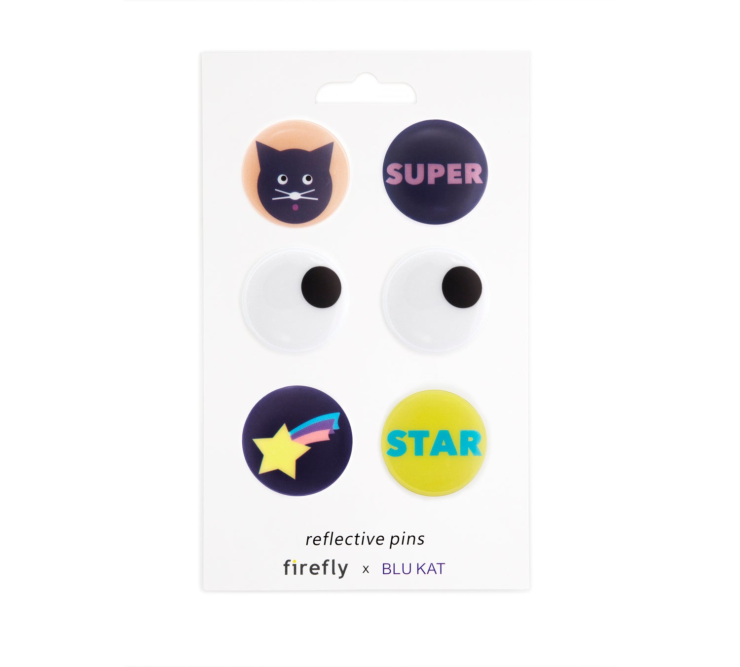 Firefly Reflectors - Reflective 'Super Star' Pin Buttons Set of 6