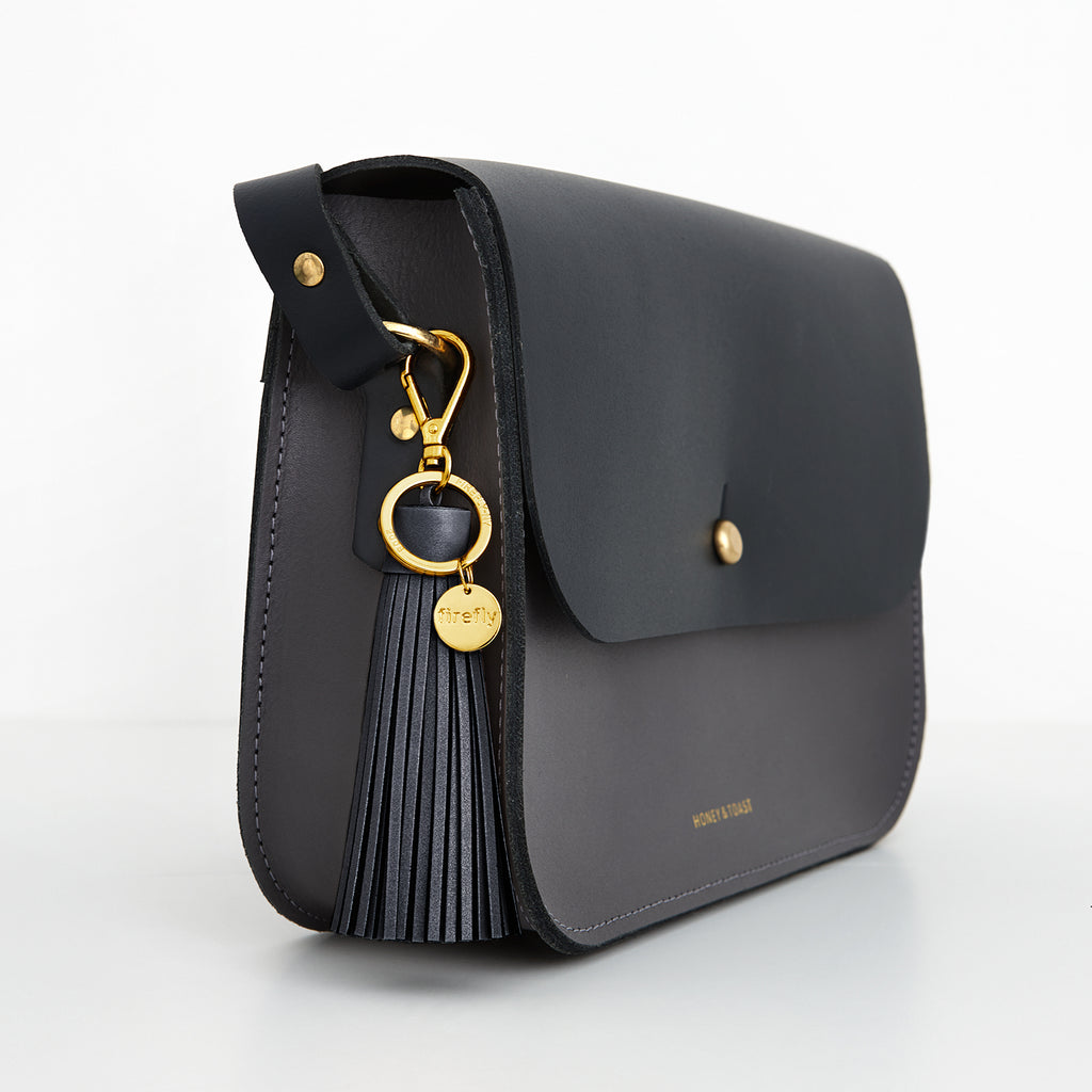 Firefly Reflectors - Dark Denim Soft Tassel Reflector Bag Charm