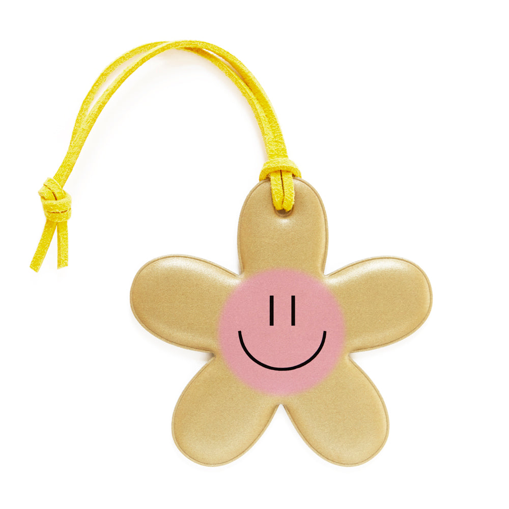 Yellow Happy Flower Reflective Bag Charm from Firefly Reflectors